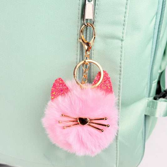 Llavero de pompón gatito