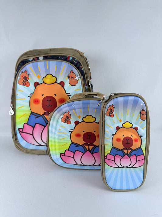 Morral triple de capibara para niño