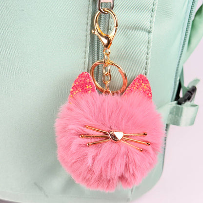 Llavero de pompón gatito