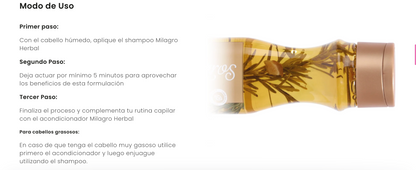 Shampoo Milagro Herbal (con romero y jengibre)